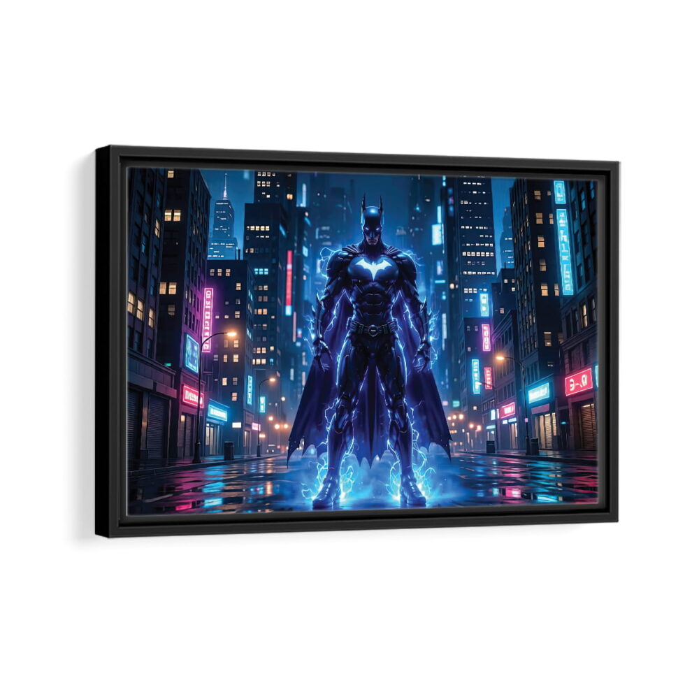 batman lighting framed canvas black frame