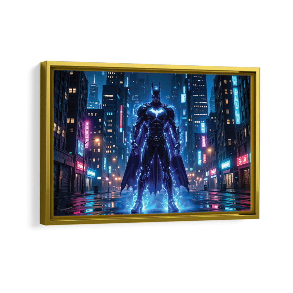 batman lighting framed canvas gold frame