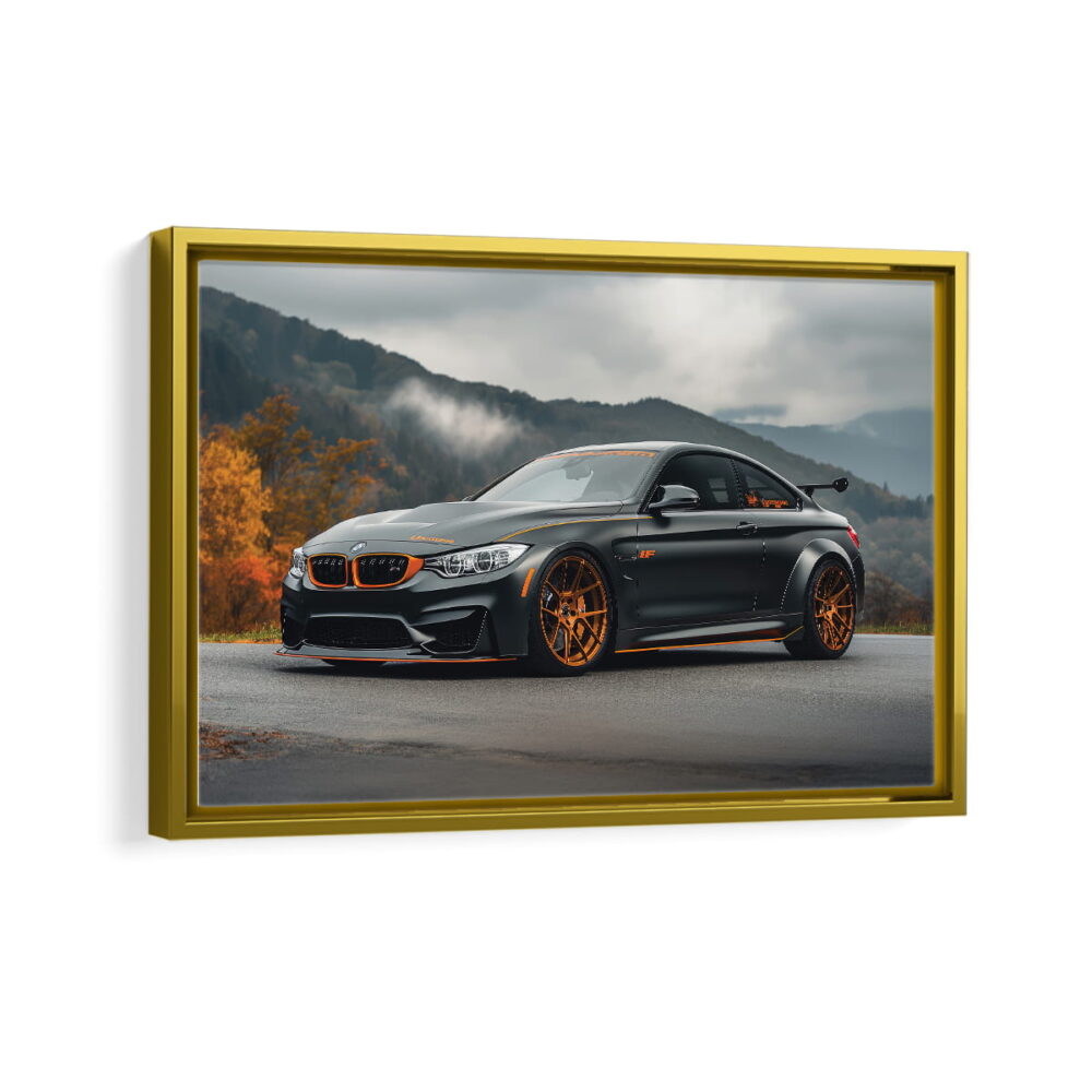 bmw m4 framed canvas gold frame