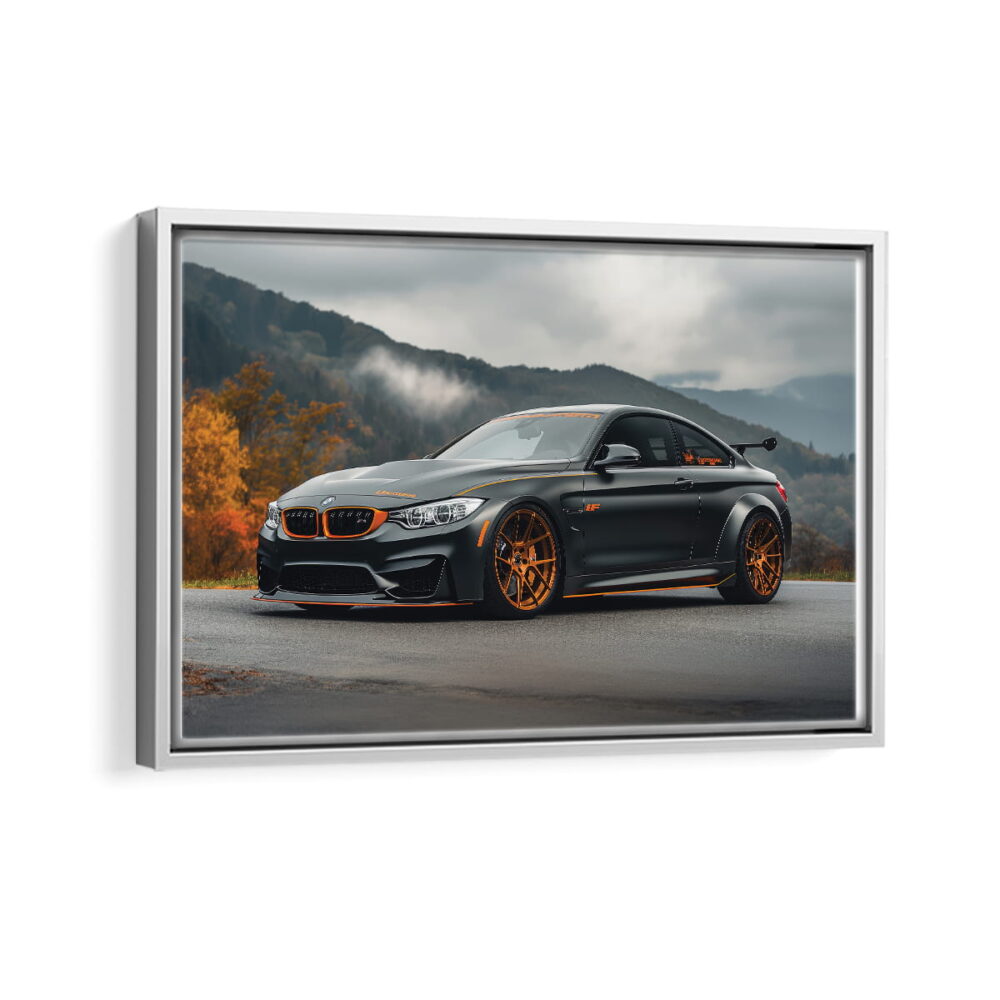 bmw m4 framed canvas white frame
