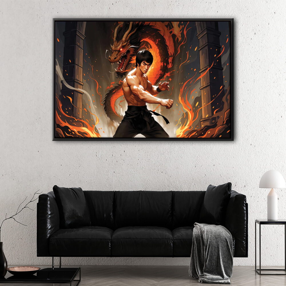 bruce lee floating frame canvas