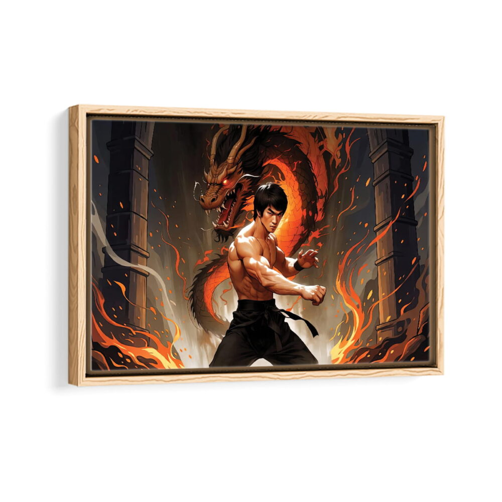 bruce lee framed canvas natural beige