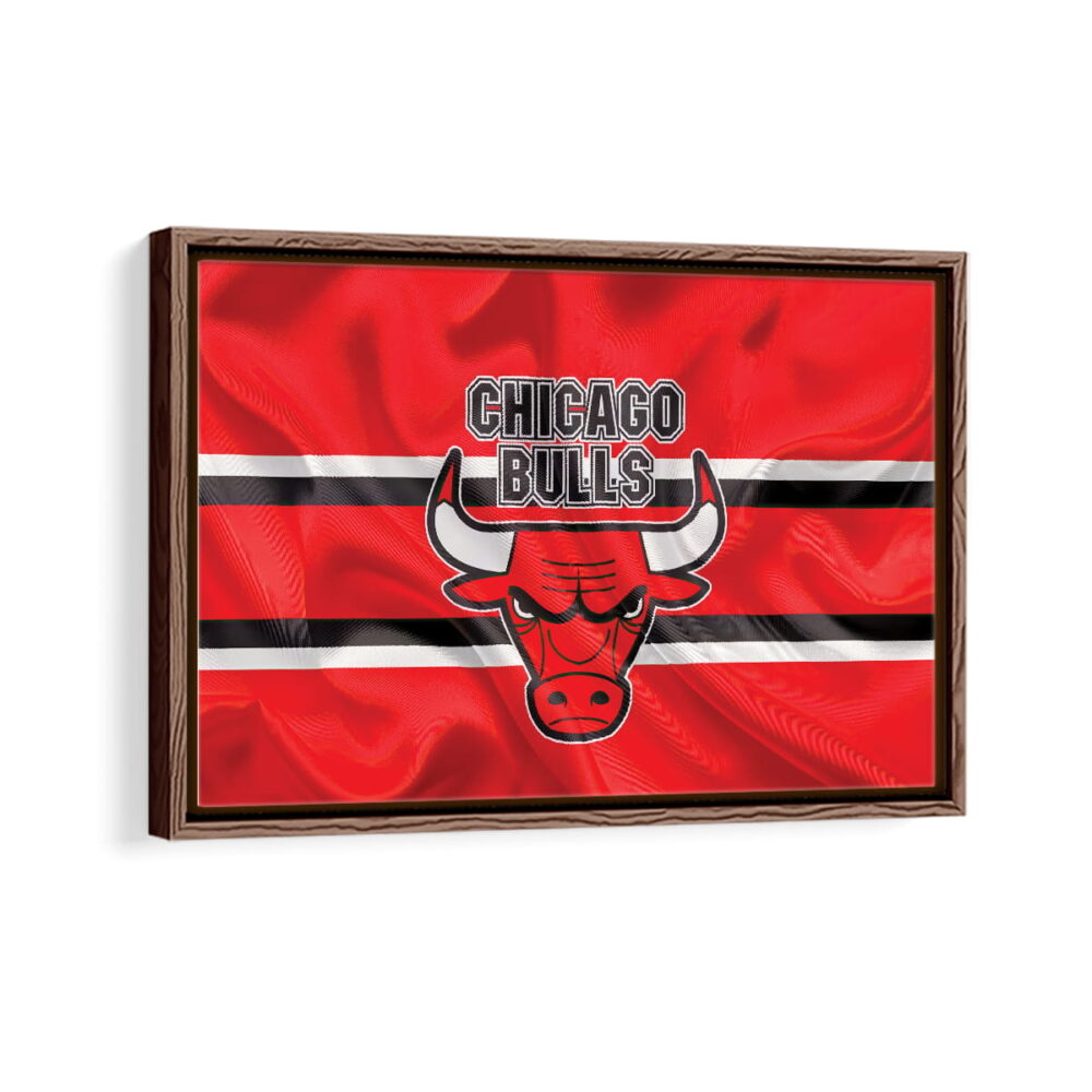 chicago bulls framed canvas walnut brown