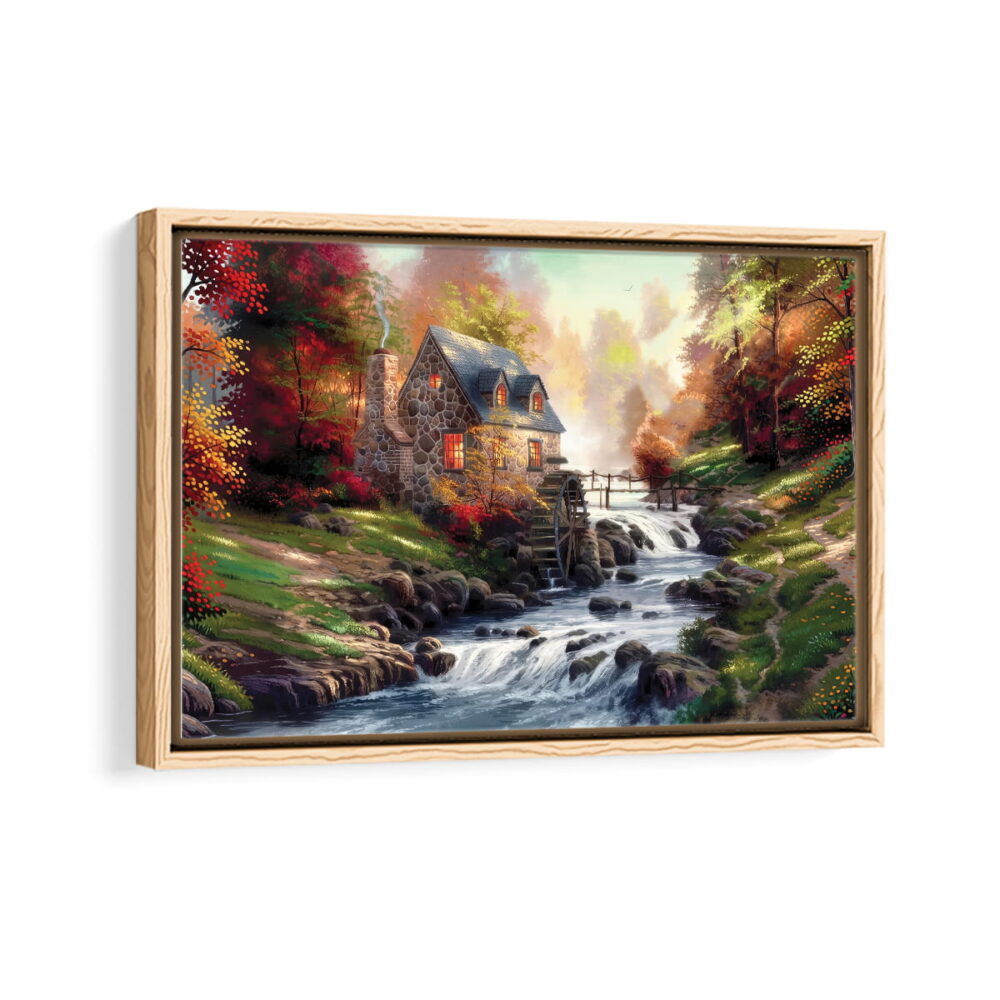 cobblestone mill framed canvas natural beige