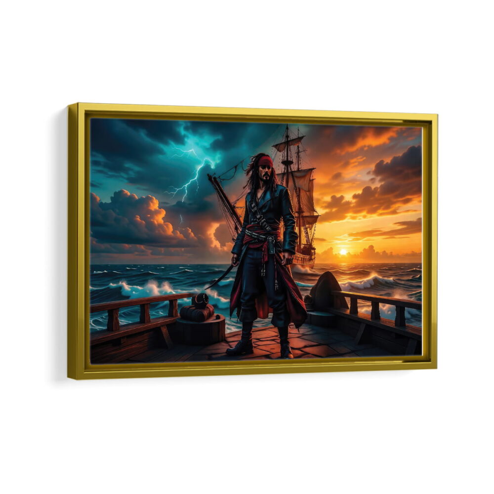 pirate lord jack sparrow framed canvas gold frame