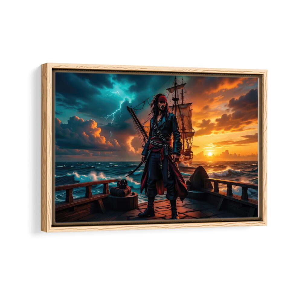 pirate lord jack sparrow framed canvas natural beige