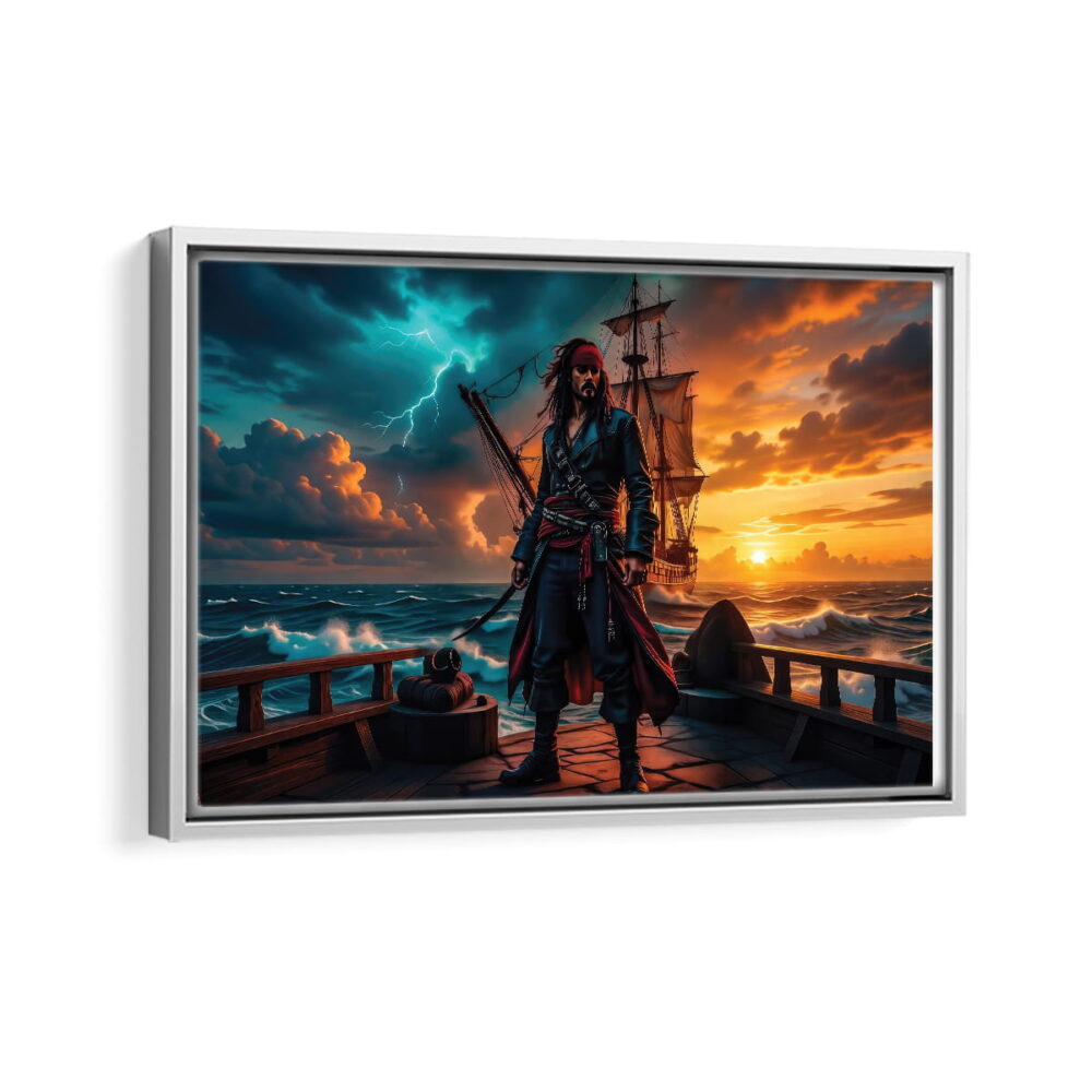 pirate lord jack sparrow framed canvas white frame