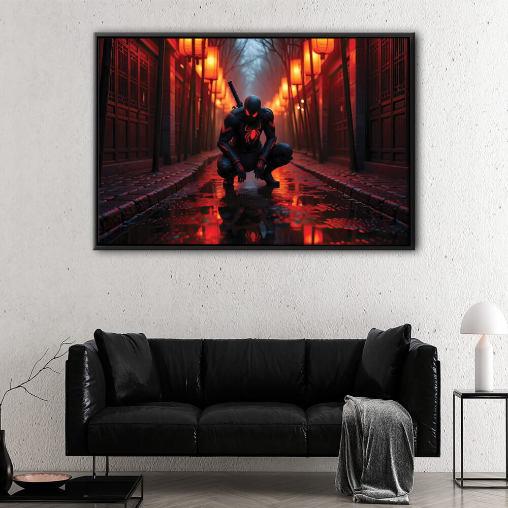 spider man darkness floating frame canvas