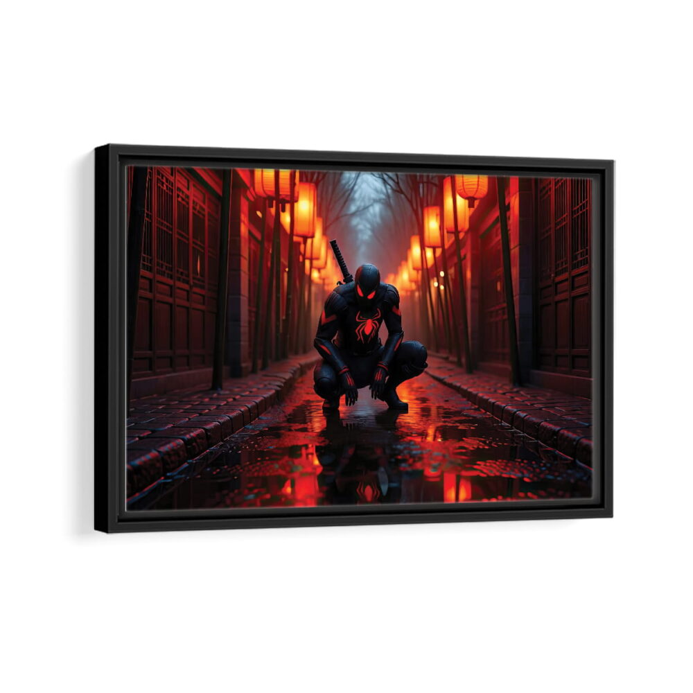 spider man darkness framed canvas black frame