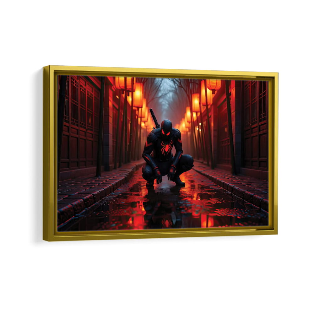 spider man darkness framed canvas gold frame