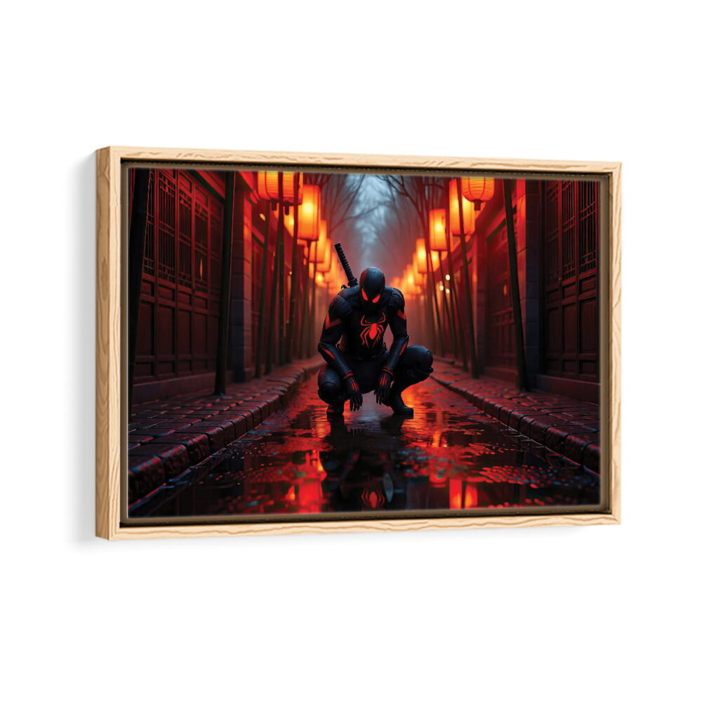 spider man darkness framed canvas natural beige