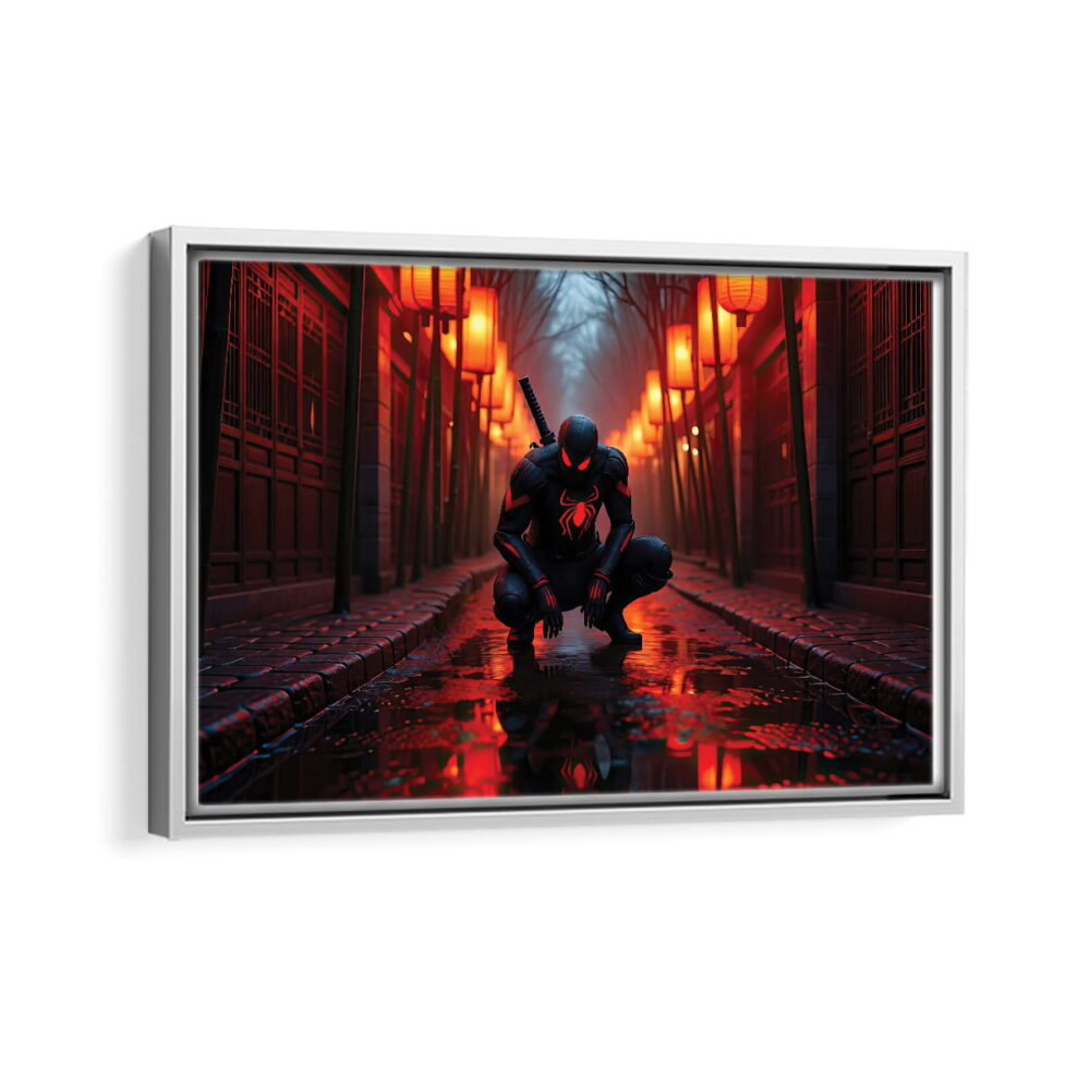 spider man darkness framed canvas white frame