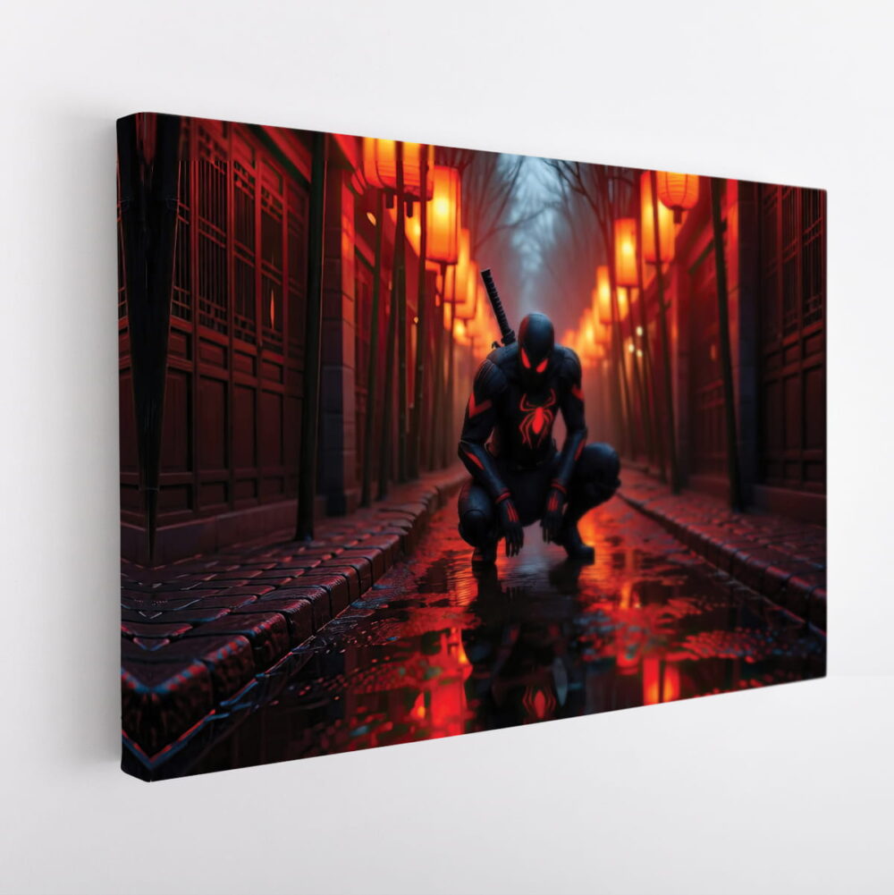 spider man darkness stretched canvas