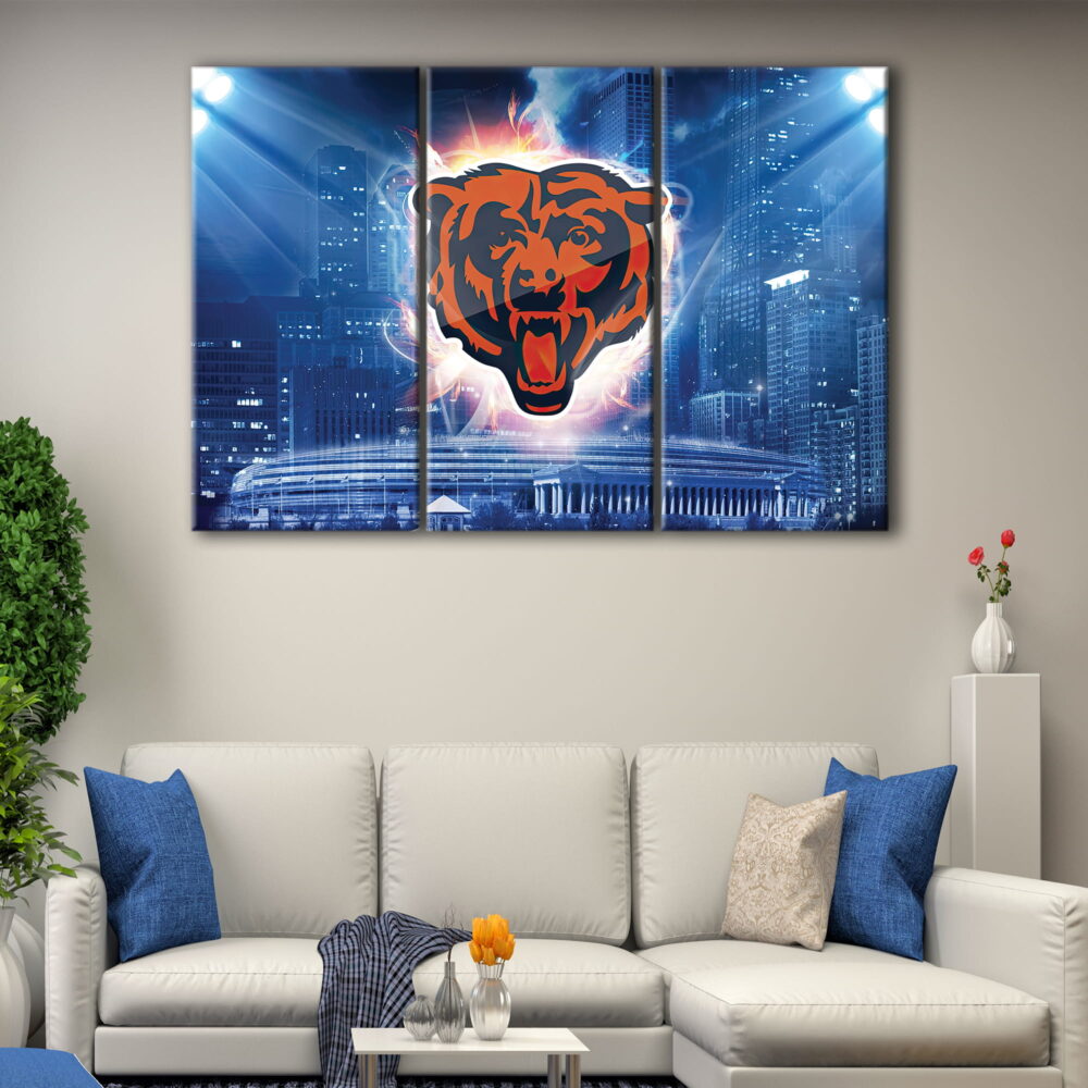 3 panels chicago bears stadium canvas art