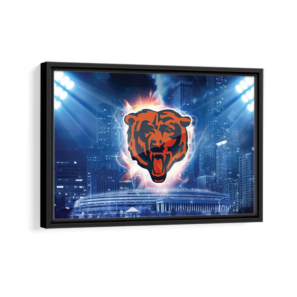chicago bears stadium framed canvas black frame