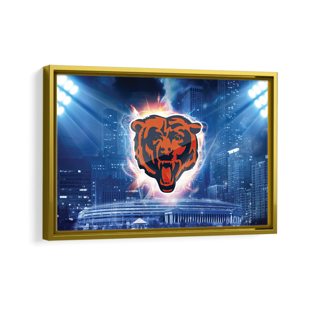 chicago bears stadium framed canvas gold frame