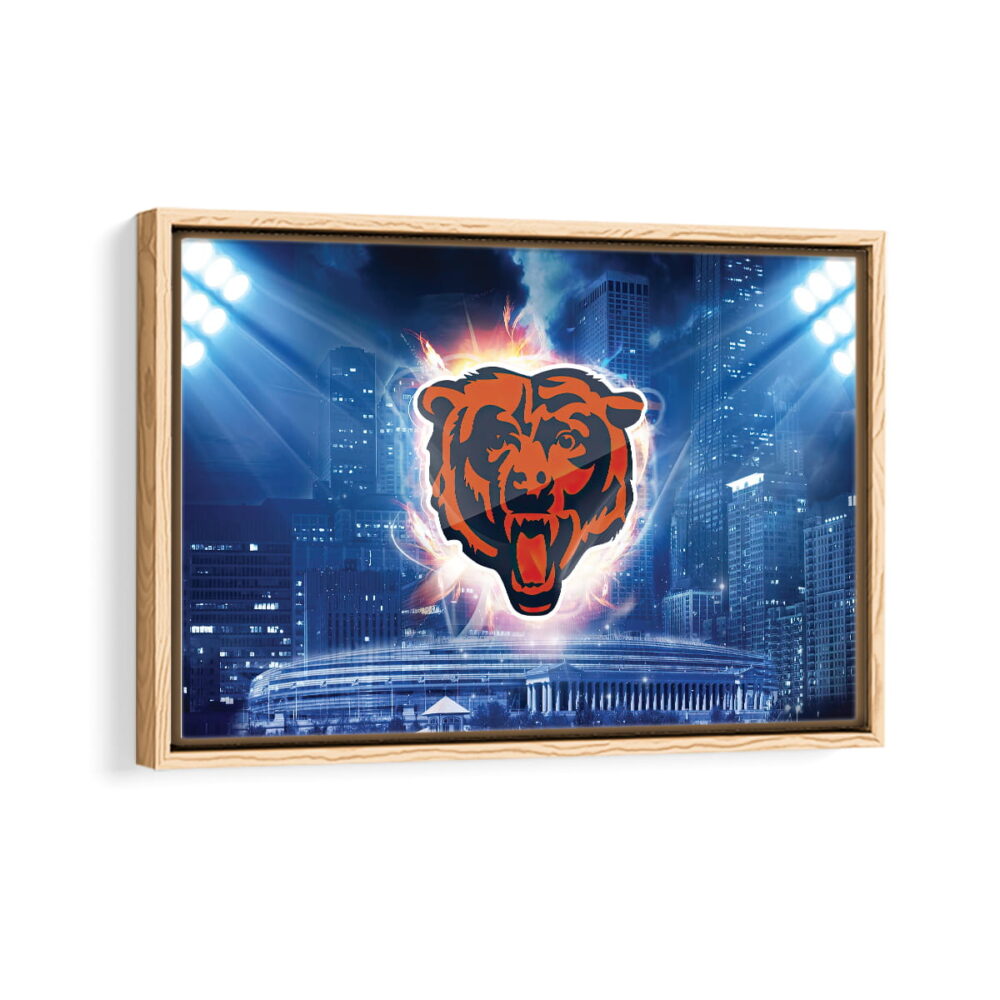chicago bears stadium framed canvas natural beige
