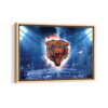 chicago bears stadium framed canvas natural beige