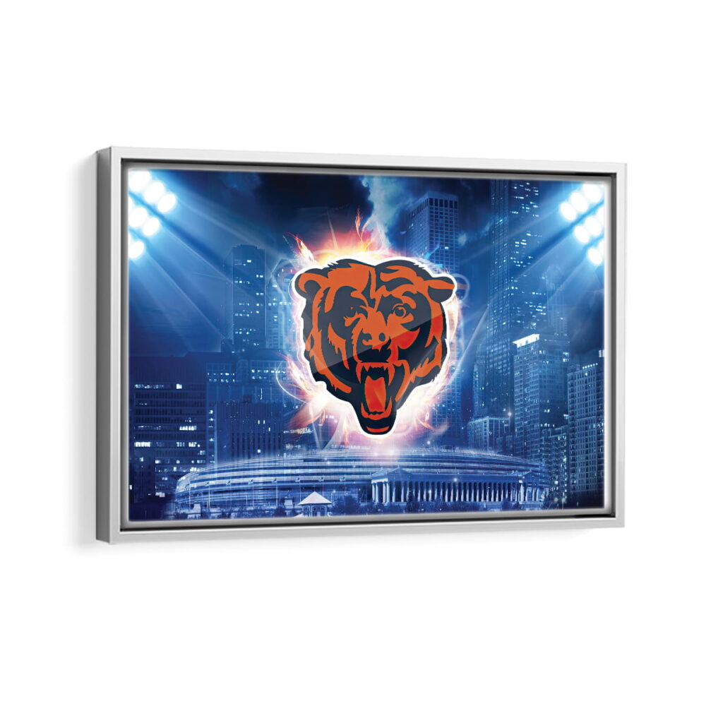 chicago bears stadium framed canvas white frame