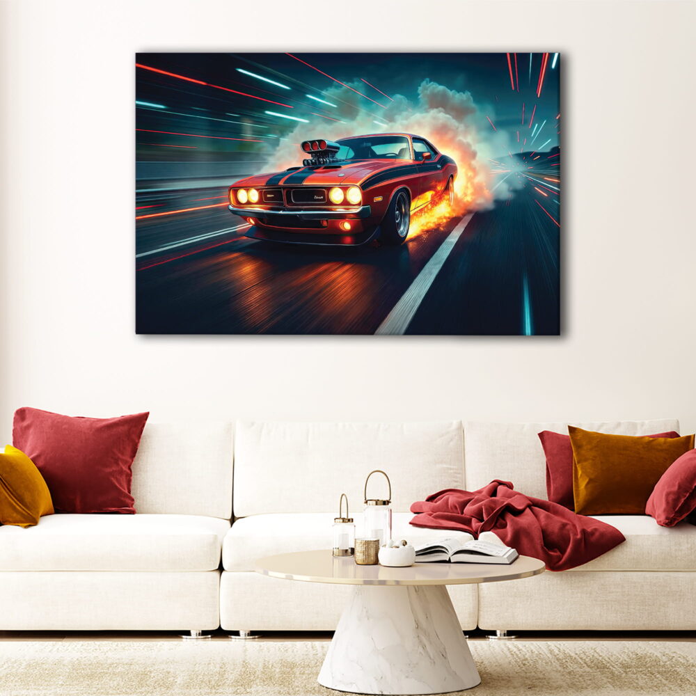 1 panneau d'art sur toile dodge challenger furieux