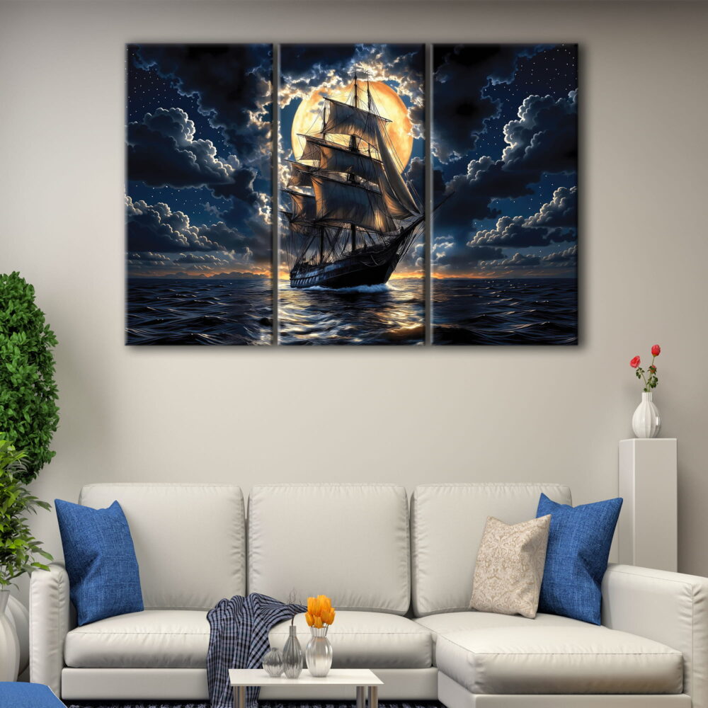 3 panels great ship canvas art