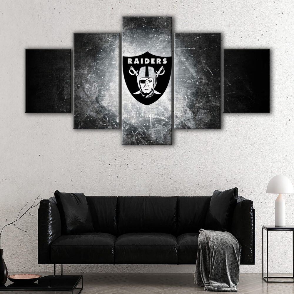 5 panels las vegas raiders canvas art