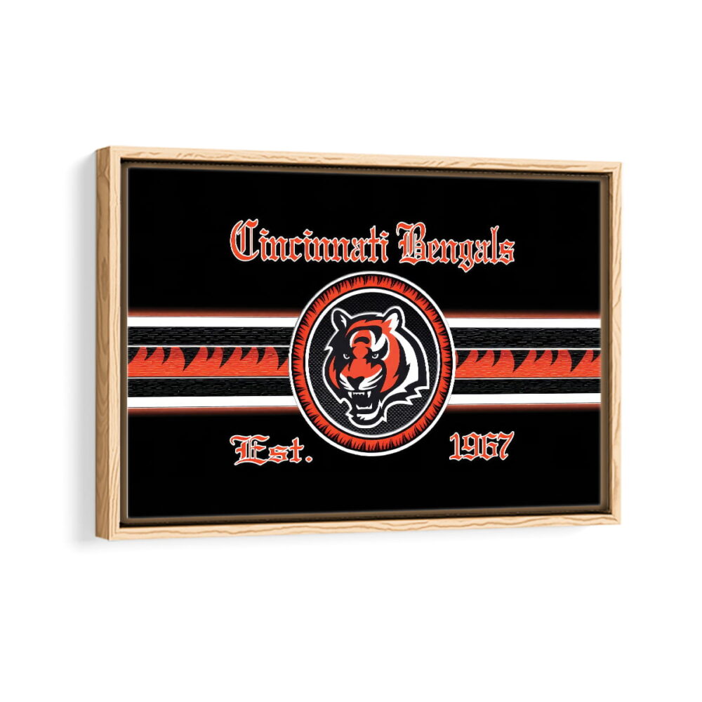 cincinnati bengals framed canvas natural beige