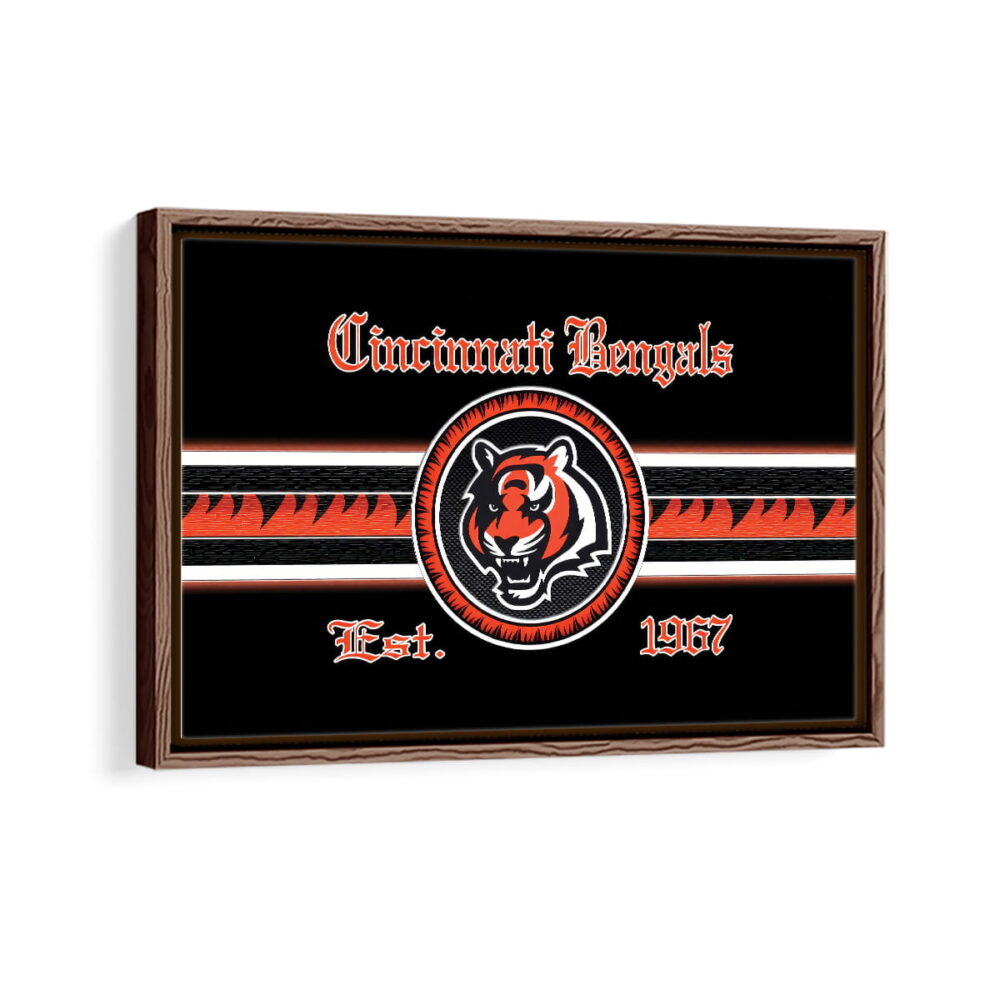 cincinnati bengals framed canvas walnut brown