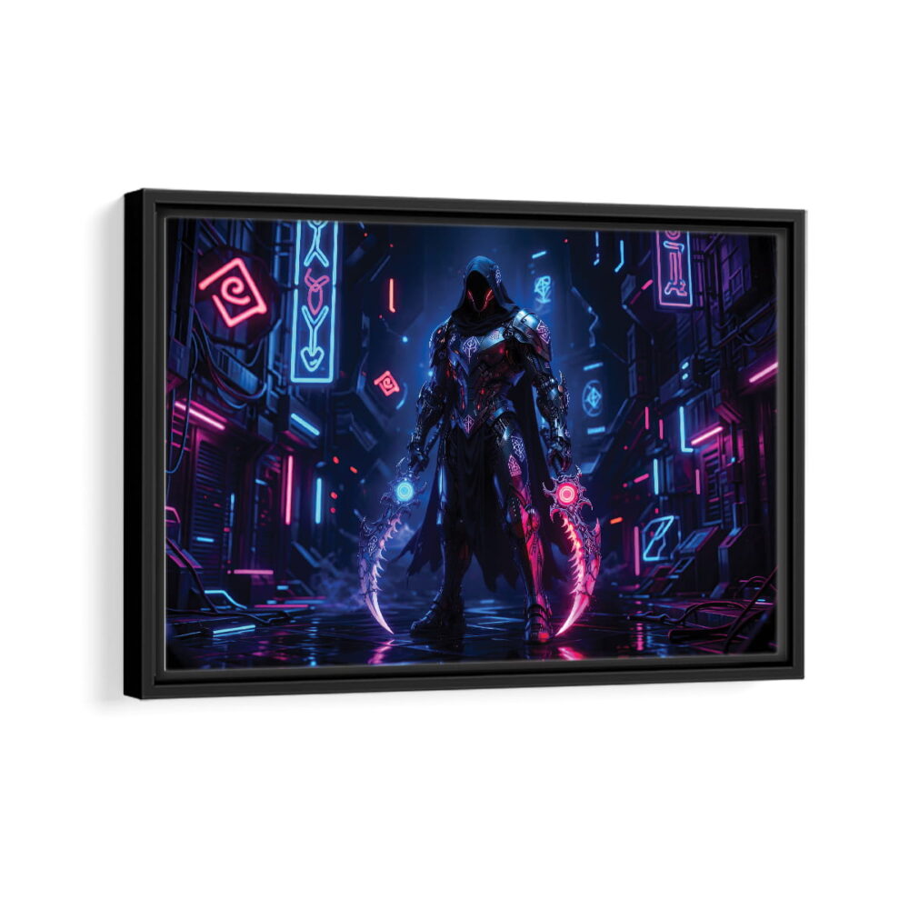 cyber warrior toile encadrée cadre noir