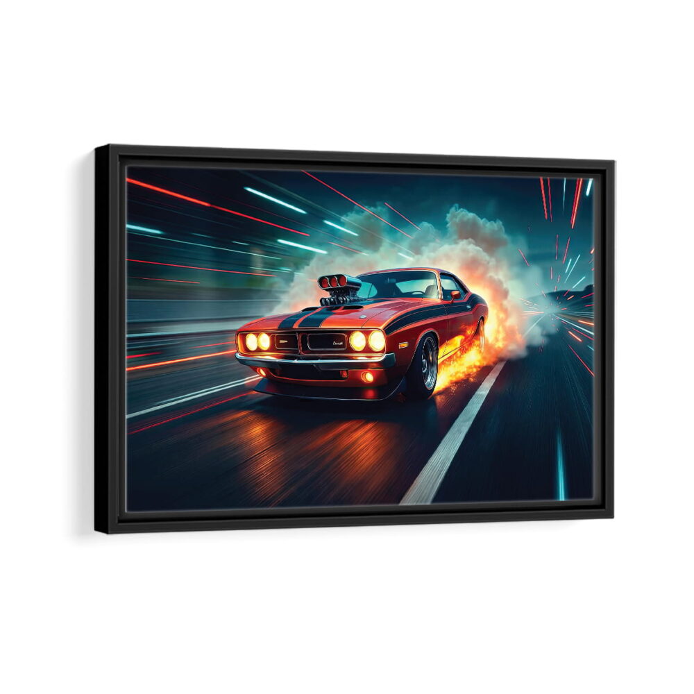 dodge challenger furieux toile encadrée cadre noir