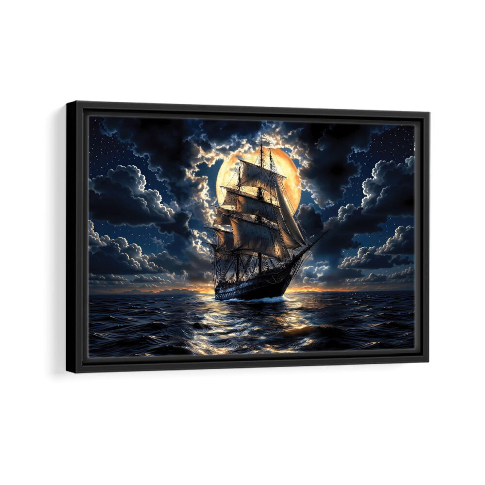 great ship framed canvas black frame