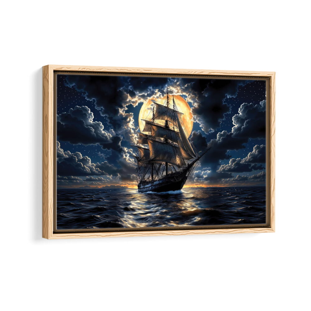 great ship framed canvas natural beige