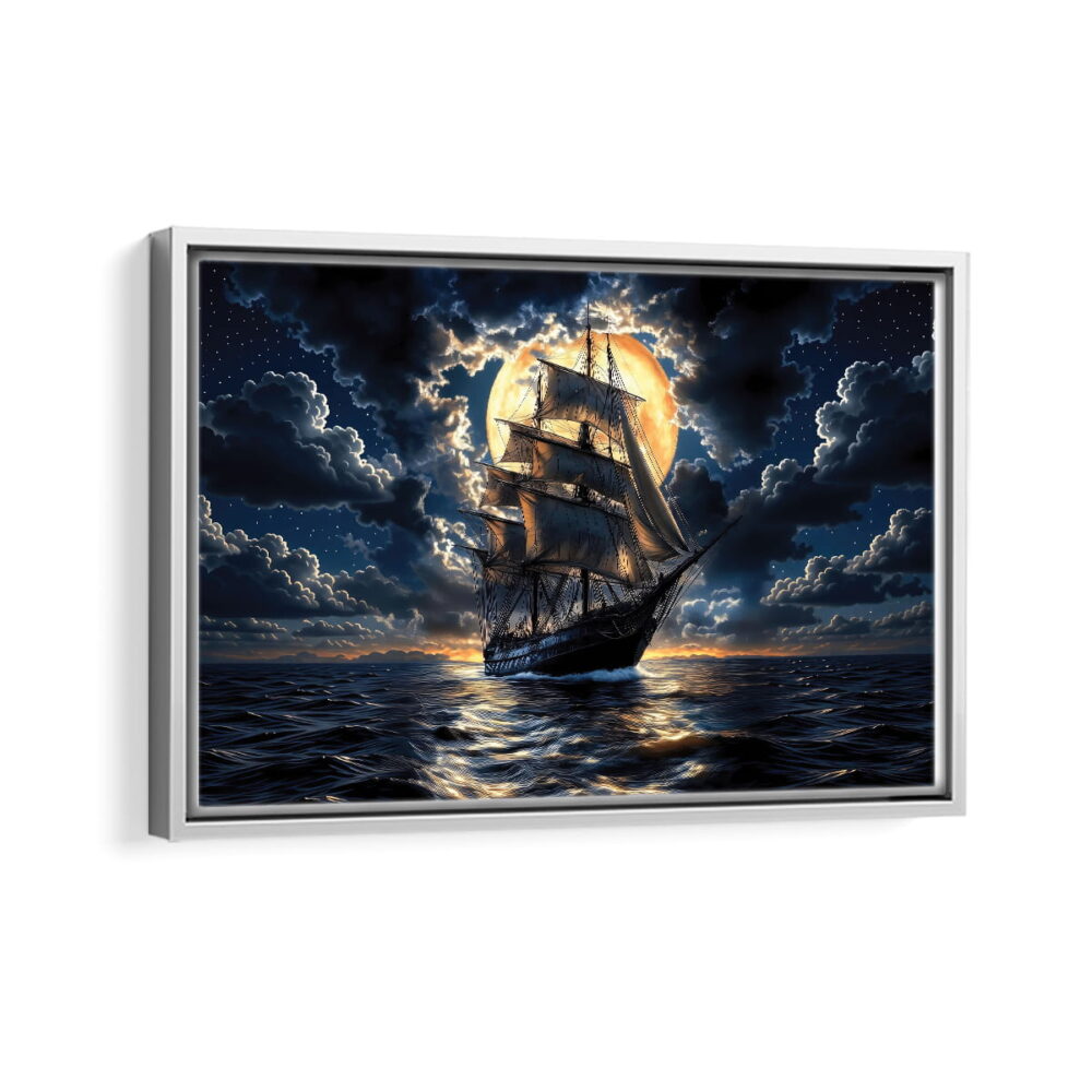 great ship framed canvas white frame