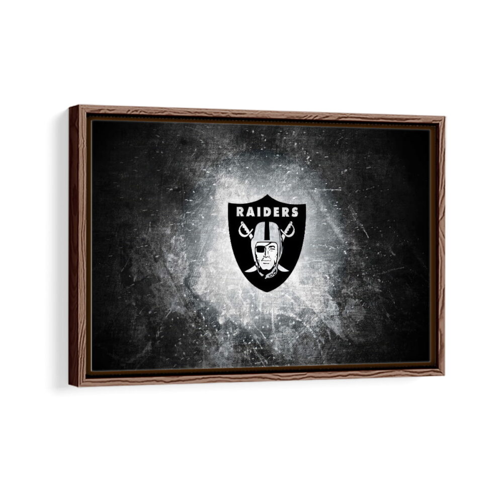 las vegas raiders framed canvas walnut brown