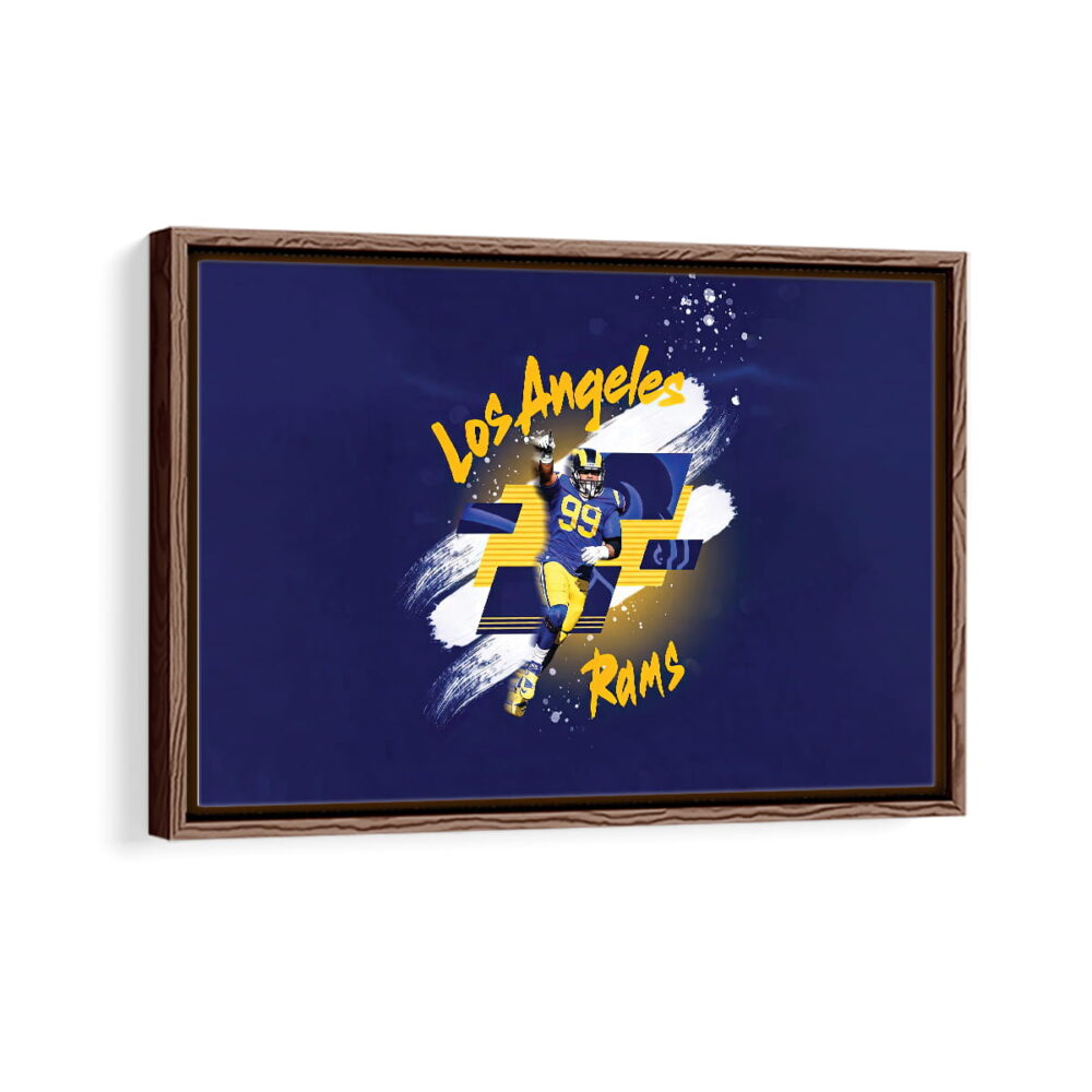 los angeles rams framed canvas walnut brown