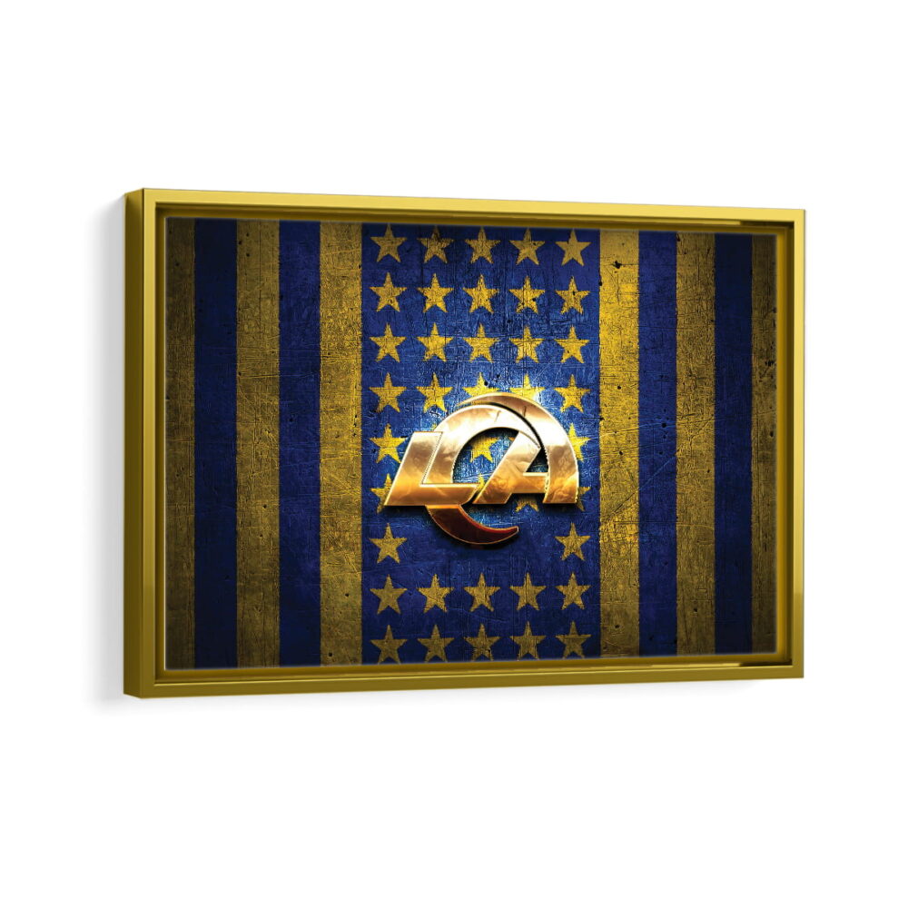los angeles rams logo framed canvas gold frame