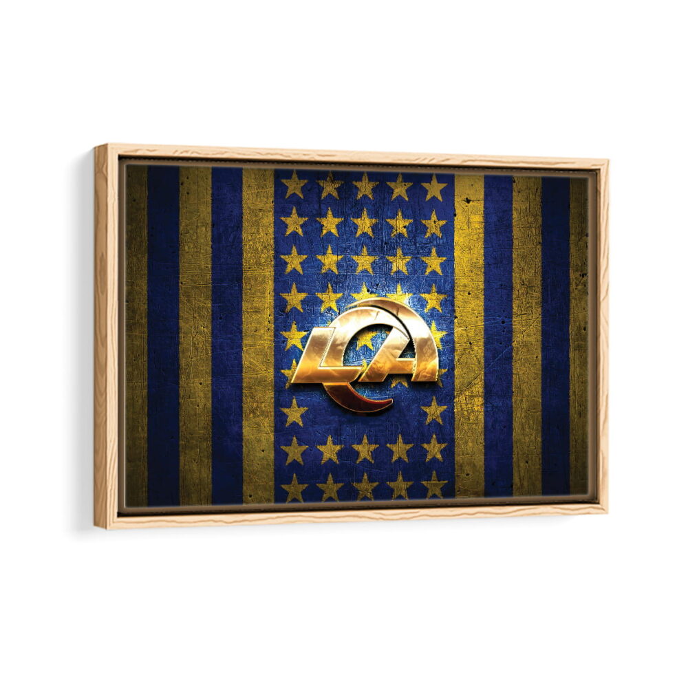 los angeles rams logo framed canvas natural beige