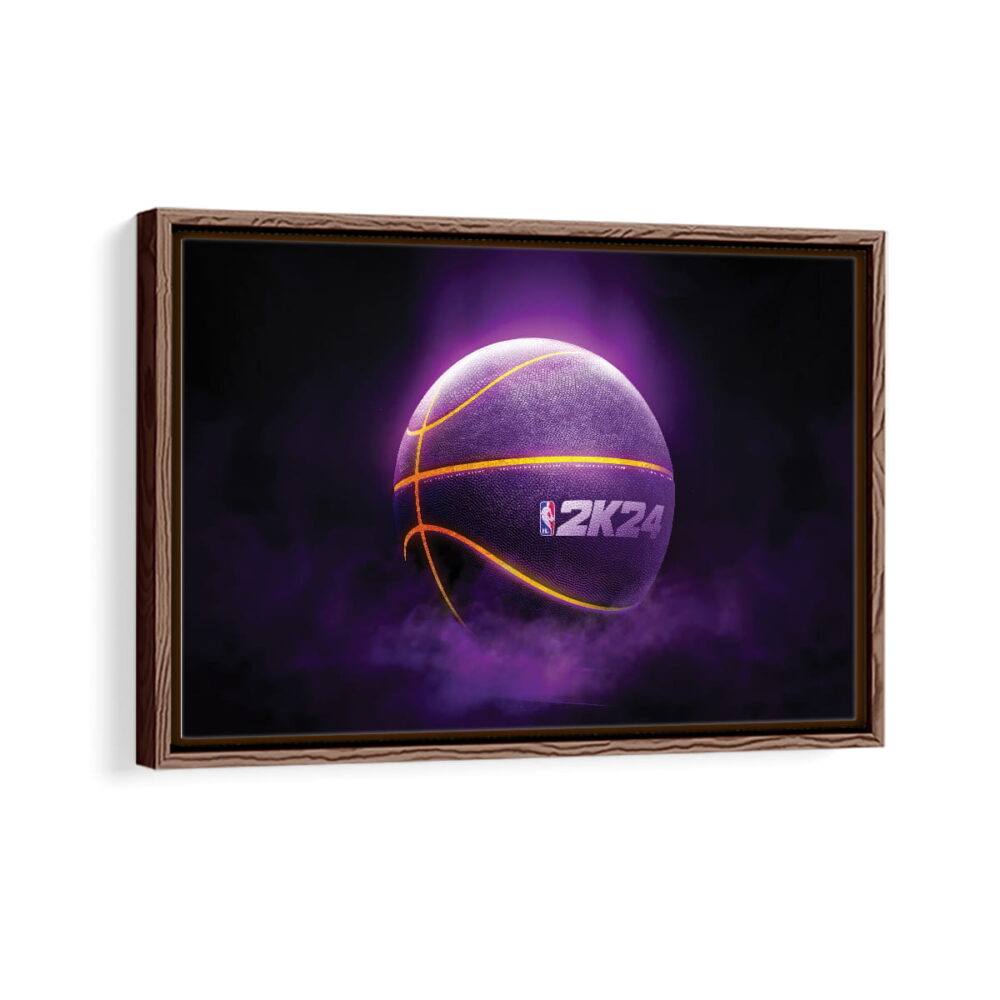 nba 2k24 baller framed canvas walnut brown