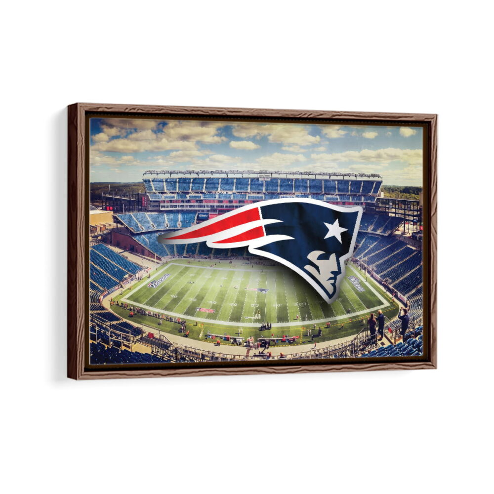 new england patriots stadium framed canvas walnut brown