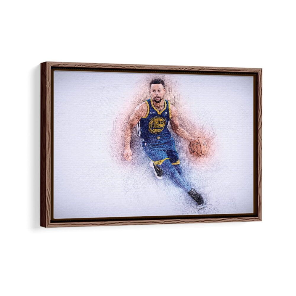 stephen curry framed canvas walnut brown