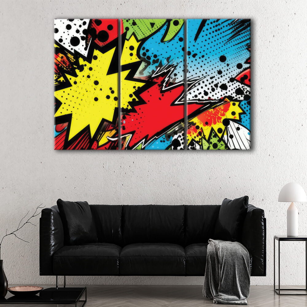 3 panels comics illustration canvas art