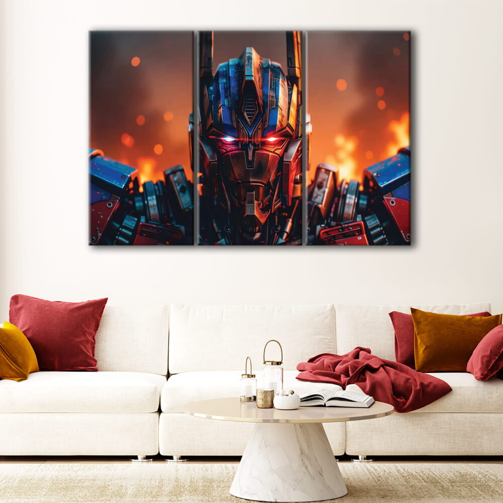3 panels optimus prime fury canvas art