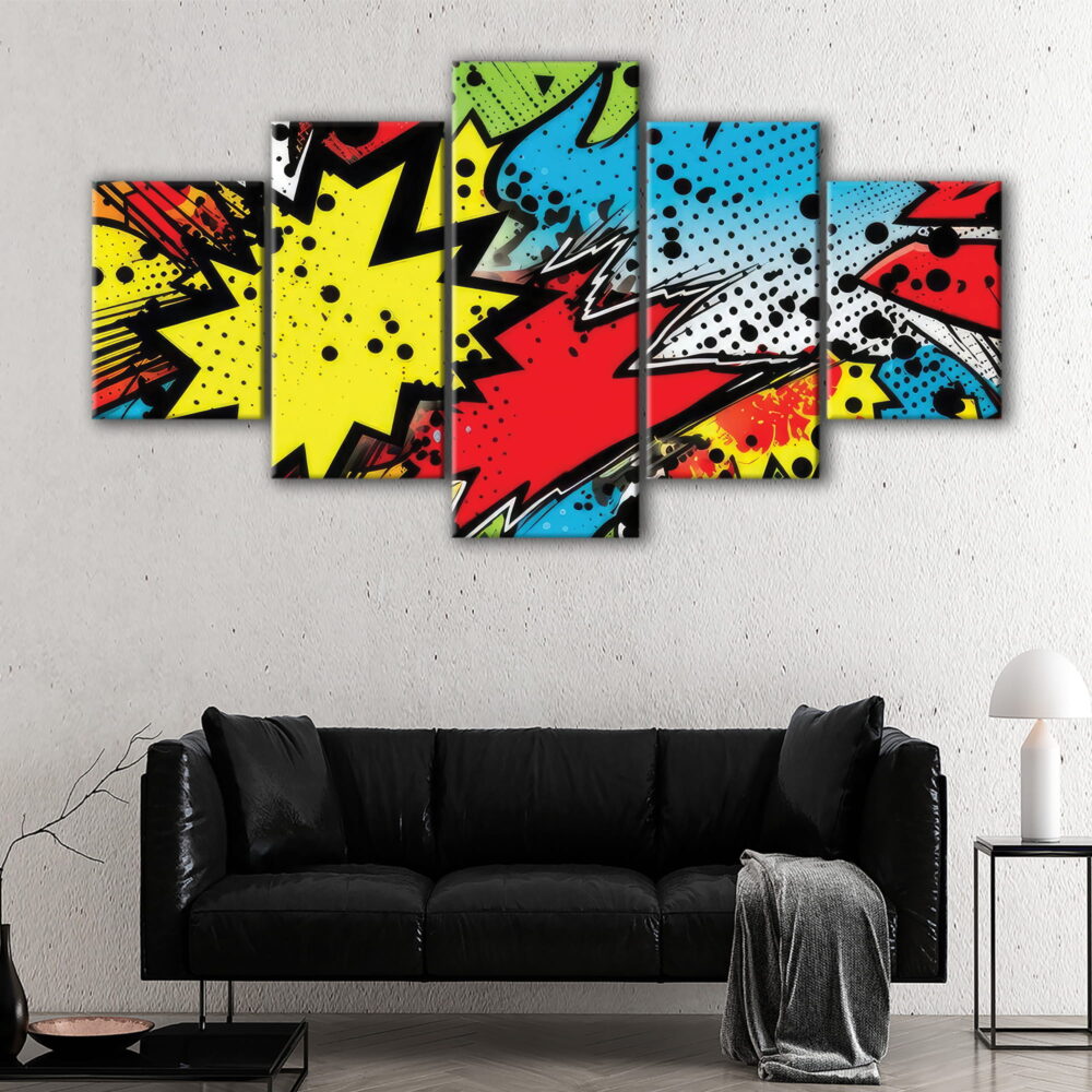5 panels comics illustration canvas art