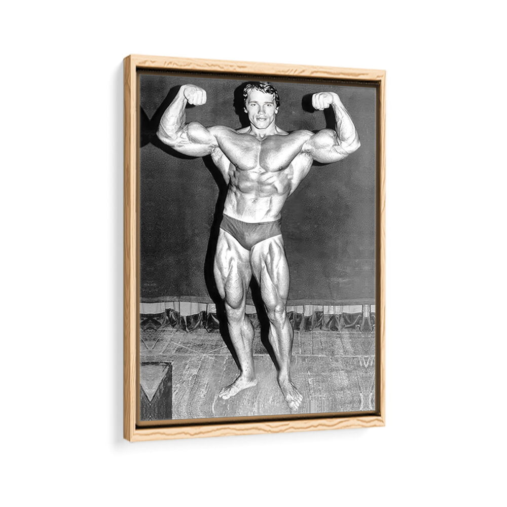 arnold schwarzenegger workout framed canvas natural beige