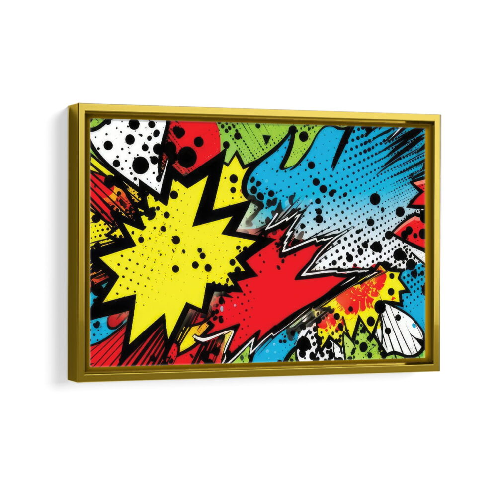 comics illustration framed canvas gold frame