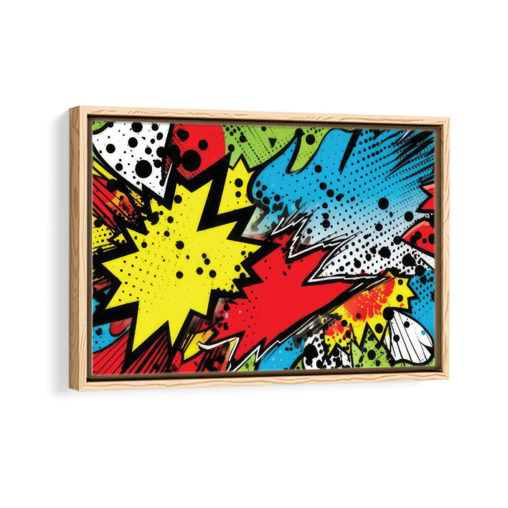 comics illustration framed canvas natural beige