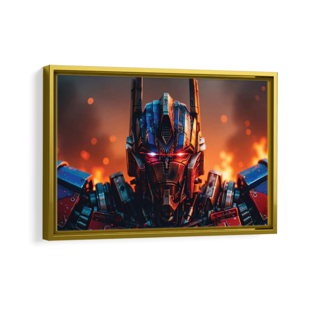 optimus prime fury framed canvas gold frame