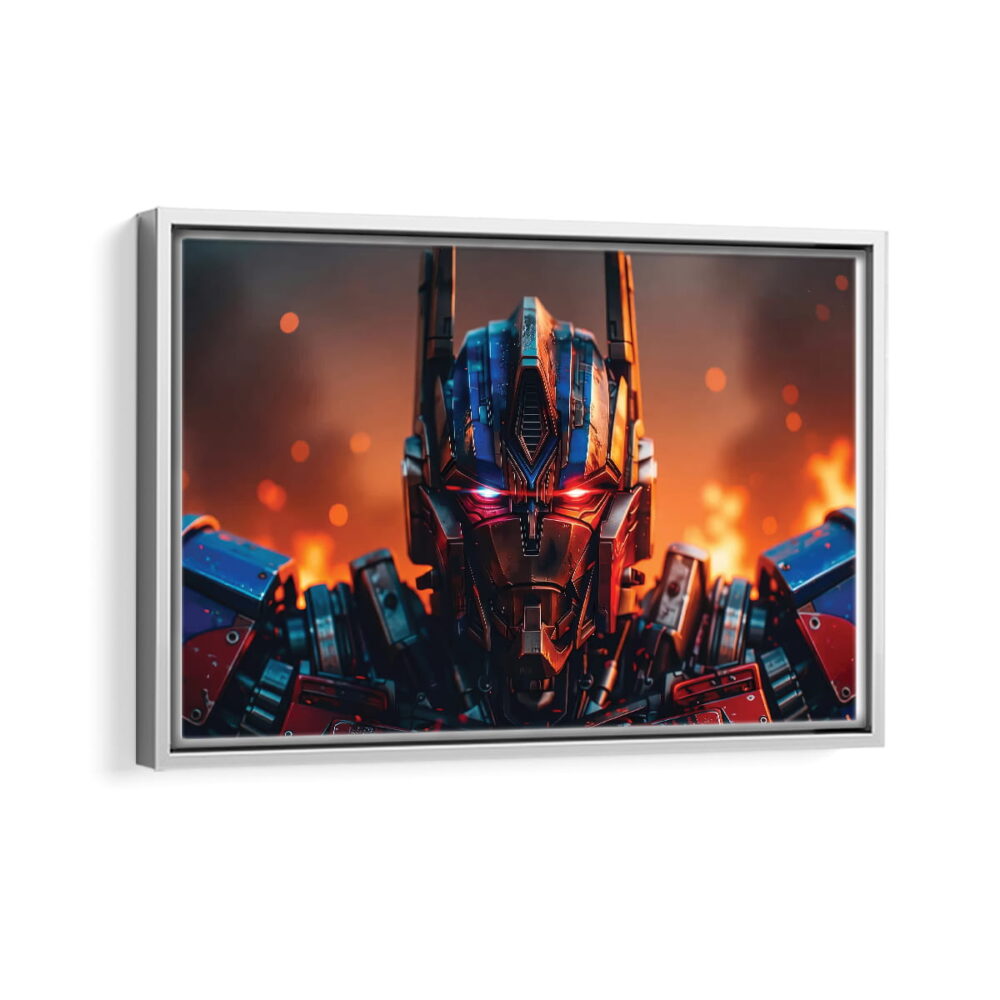 optimus prime fury framed canvas white frame