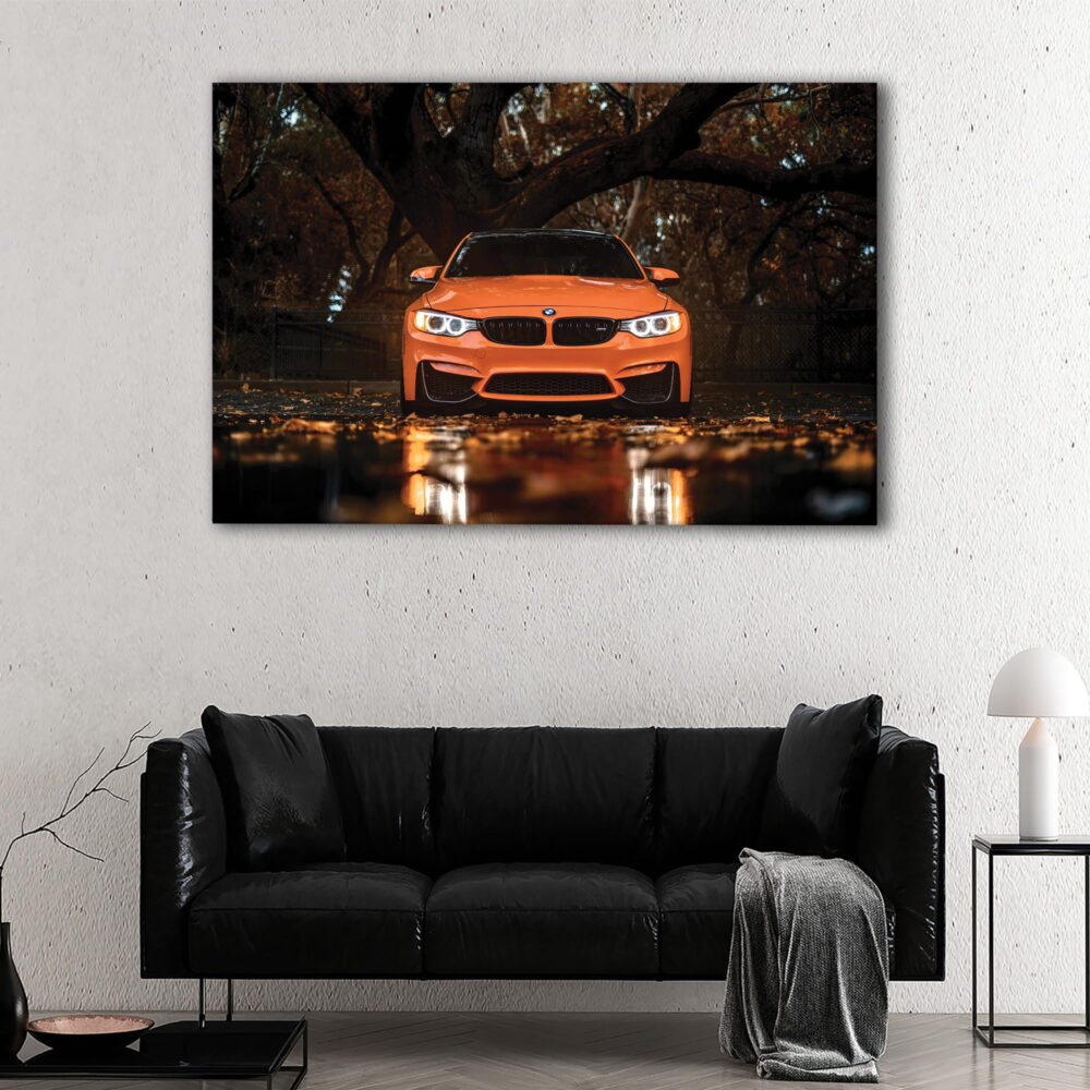 1 panel orange bmw m4 canvas art