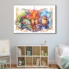 1 panel pokemon red and blue starter evolution canvas art